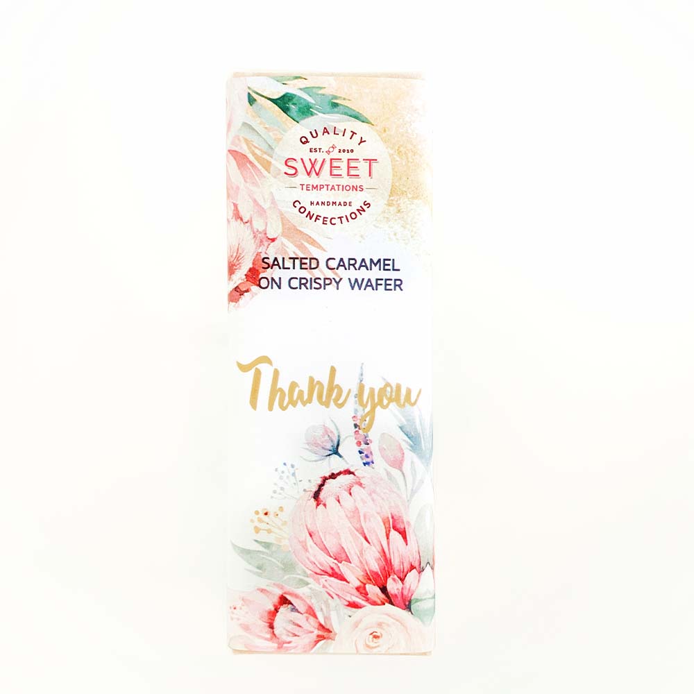 st_0001_Salted Caramel Toffee on a Crispy Wafer with a Customised _Thank You_ Wrapper Salted Caramel Toffee on Crispy Wafer - "Thank You" - Image 1