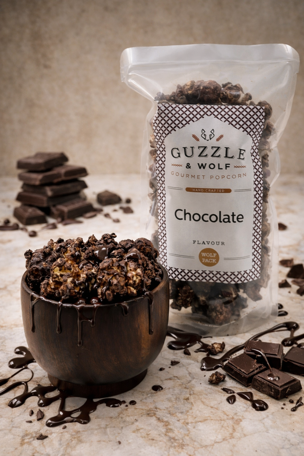 Chocolate POpcorn Staged Chocolate Popcorn Wolf Pack - Image 1